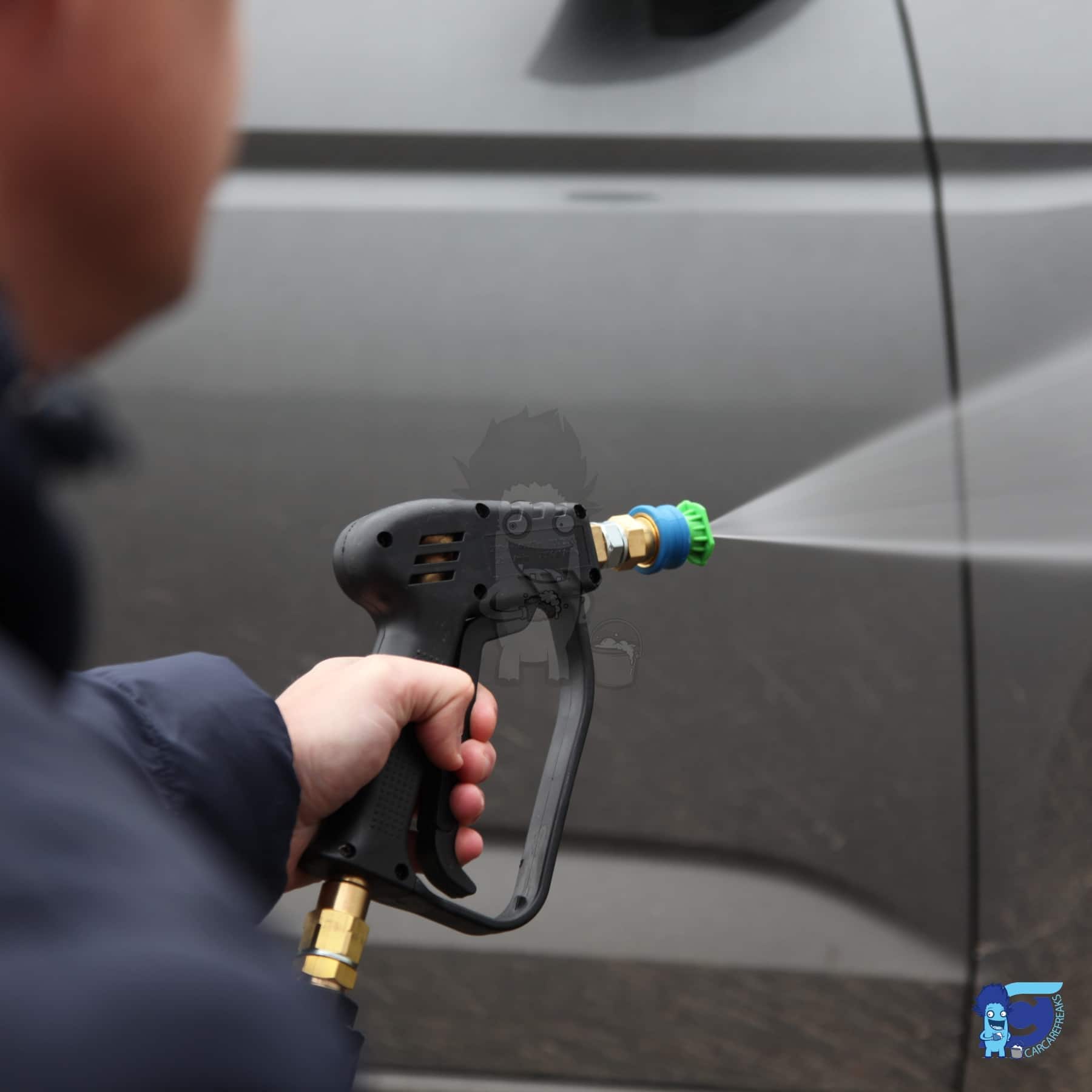 PWP pistolgreb i brug med dyse